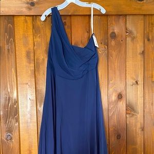 David’s bridal color marine size 18 long one shoulder full skirt